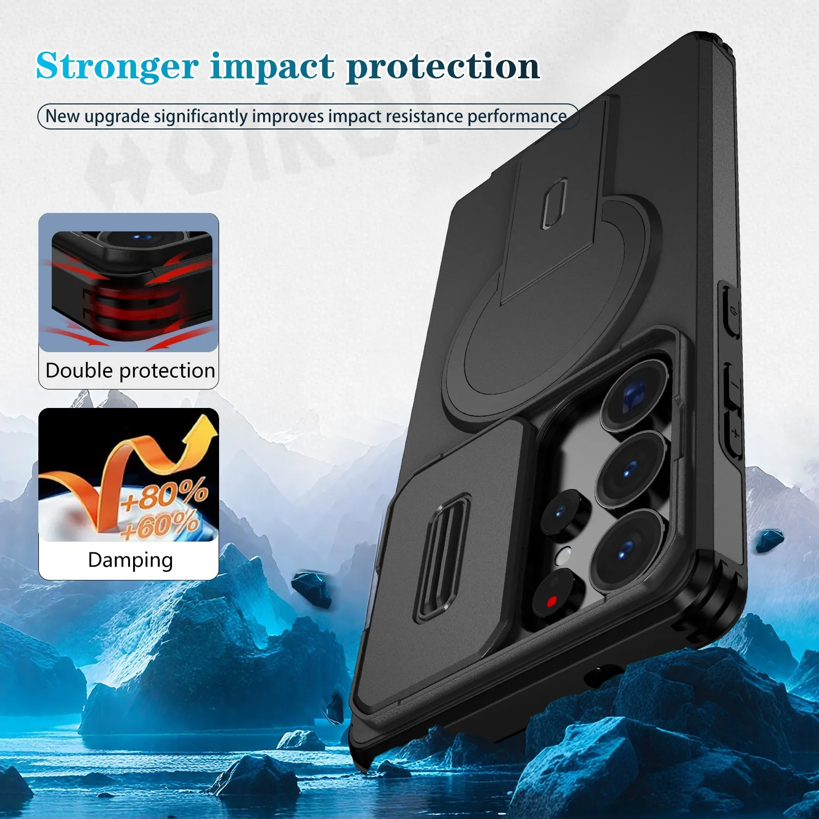 MagSafe Magnetic Shockproof Protective Case with Camera Control Cover and Kickstand