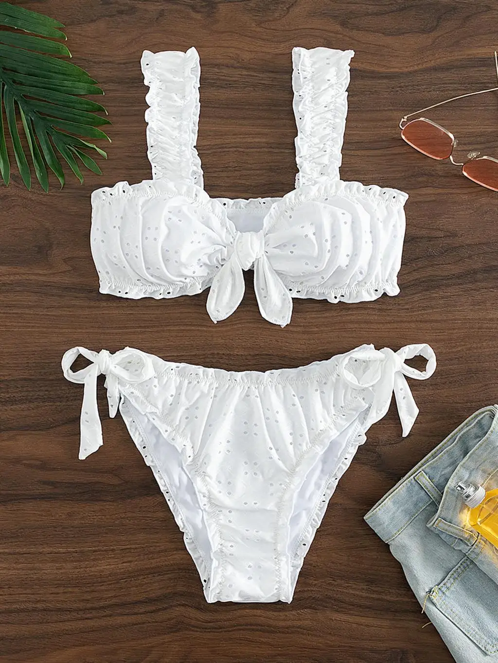 Schiffy Knot Front Tie Side Bikinis 2026 White Swimsuit Women Swimwear Female Sexy Bathers Bathing Swimming Swim Suit Beachwear