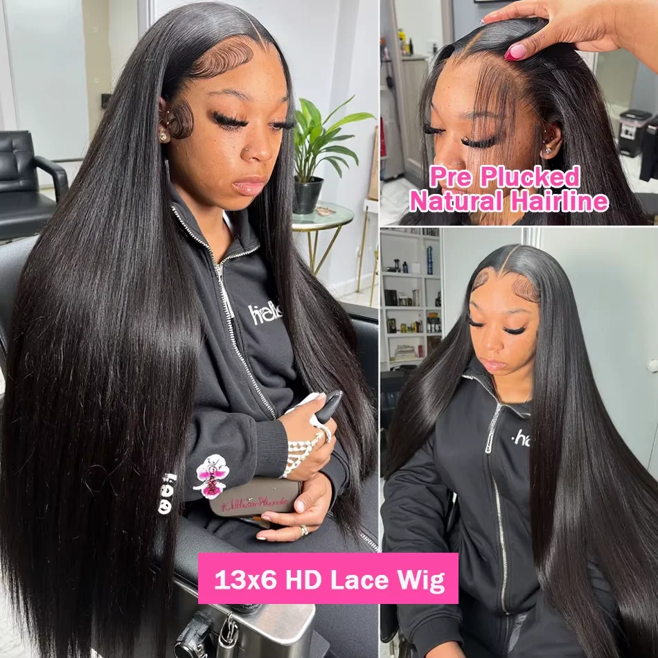 Vietnamese Bone Straight 100% Human Hair Wigs Pre Plucked 13x4 13x6 Lace Frontal Wigs Straight Glueless Wigs For Women No Glue 4