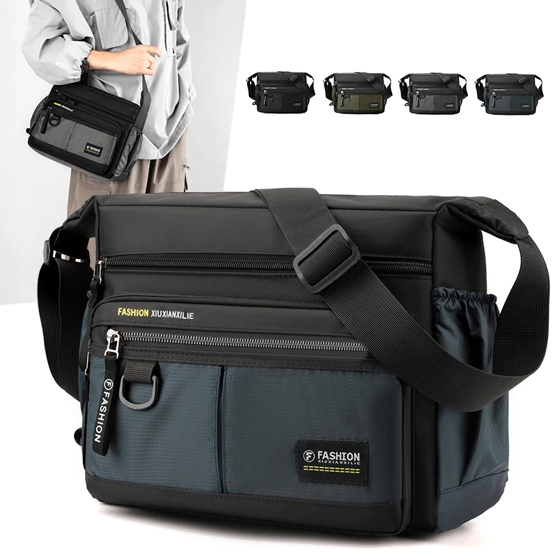 Men's shoulder bag - casual crossbody bag with adjustable shoulder straps, multiple pockets, suitable for travel, school, and da