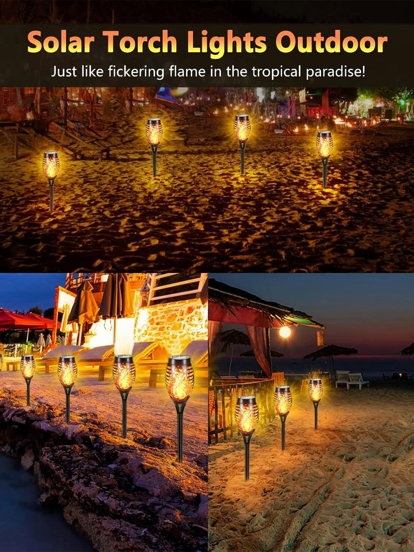 LED Solar Flame Torch Light Flickering Waterproof Garden Decoration Outdoor Lawn Path Yard Patio Floor Lamp 12 solar garden lights