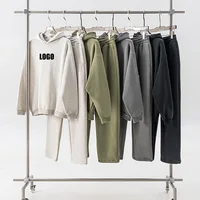 Custom LOGO2024 Autumn Winter 345G Heavy Loose Casual Fleece Thickened Sweater Sweatpants Men's Two-piece Set Zipper Pocket 1