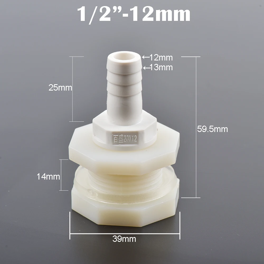 ABS 1/2" Fish Tank Joints Aquarium Outlet Bucket Connector 8 10 12 16mm Garden Watering IFittings Water Tank Adapter 1 Set 
