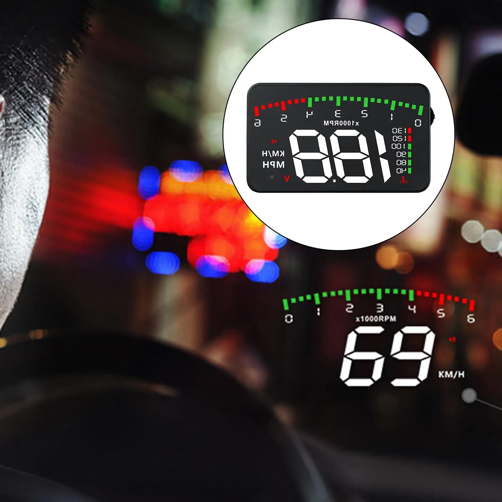 HUD 자동차 헤드업 디스플레이, 속도 다중 색상 앞유리, 3.5 인치, A900, OBD2