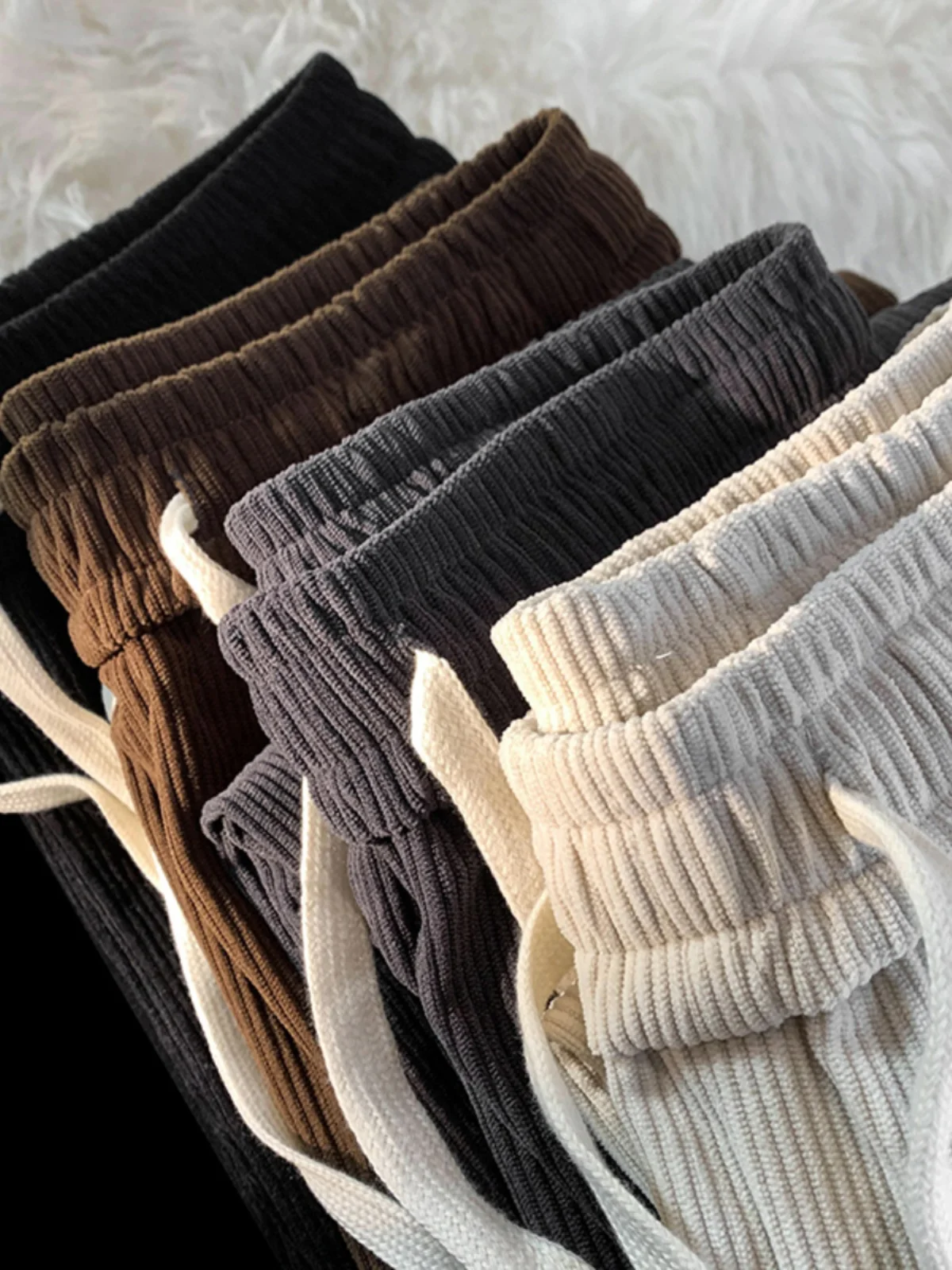 2023 Spring and Autumn Corduroy Casual Sports Pants Men's Leggings Korean Style Loose Straight Solid Pants Trousers W19