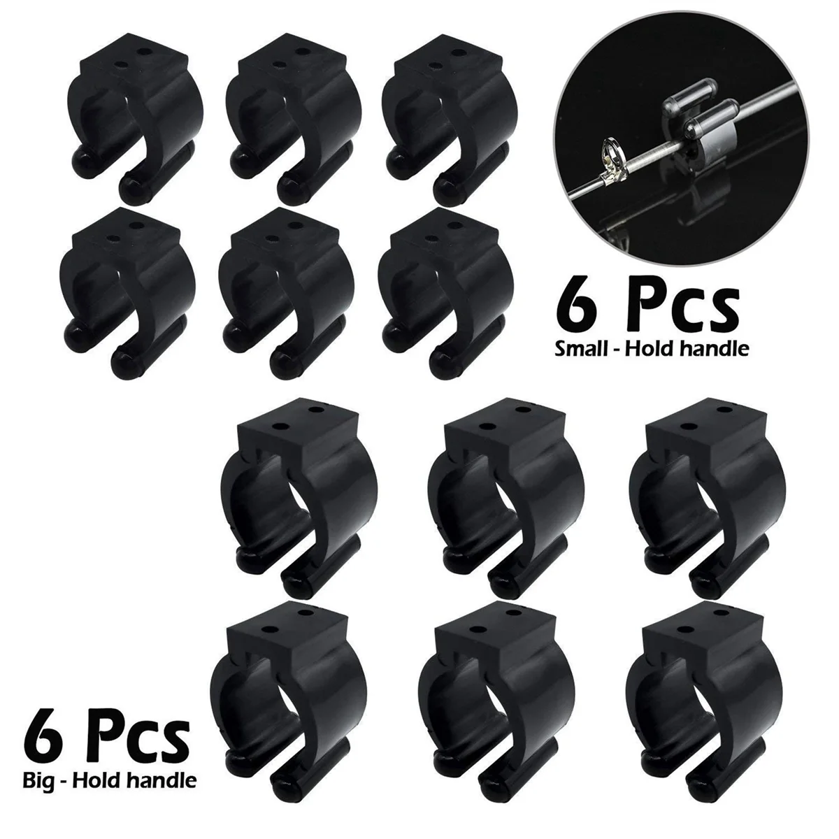 BAAU 48 Pieces Regular Fishing Pole Rod Holder Storage Clips Rack 2 Style & 24 Pcs Each Style- Big for Hold Handle