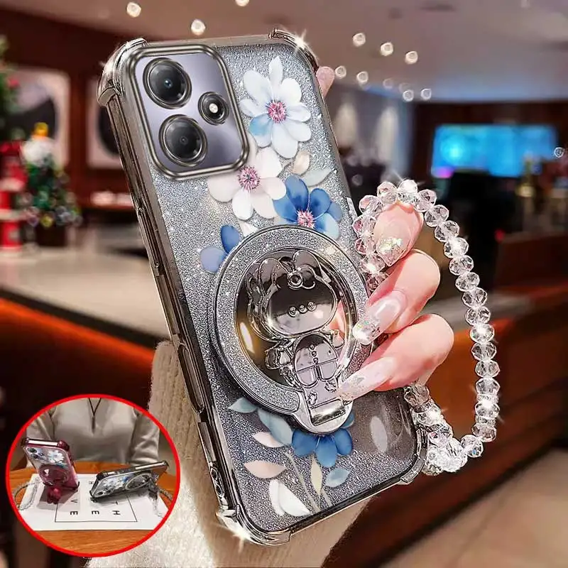 3-Piece Floral Phone Case Set with Lanyard and Stand