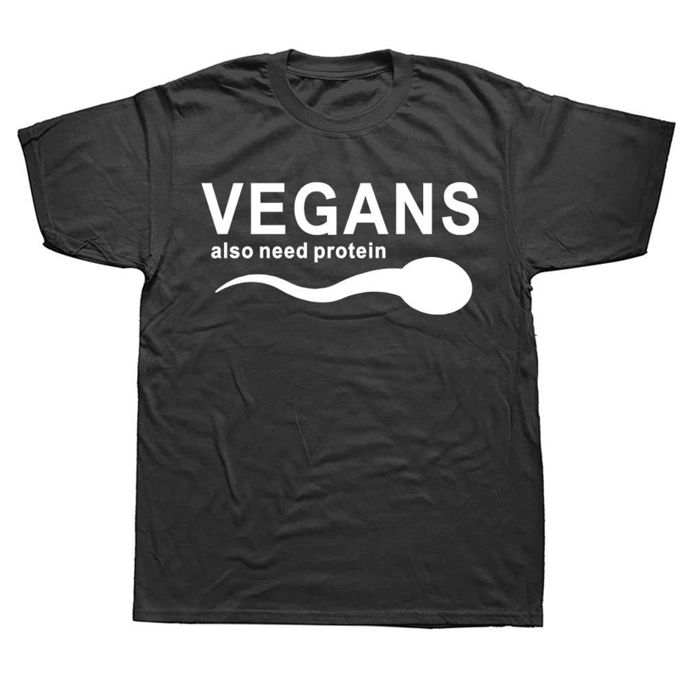 Funny Vegans Also Need Protein T-shirt For Men White Print Tee_voghion.com