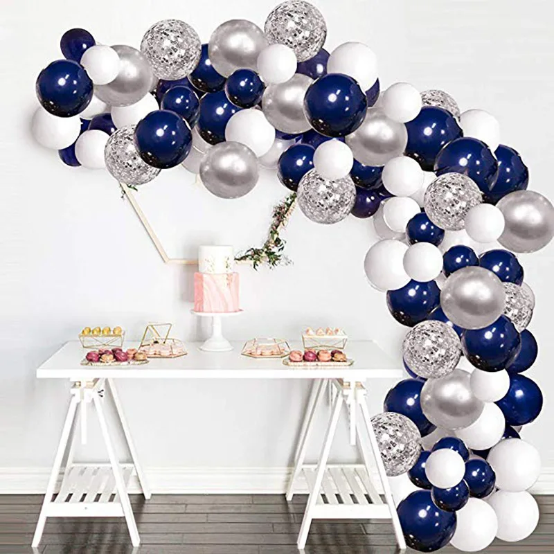 

105pcs Navy Blue Balloons Baby Shower Arch Garland 4D Silver Sequins Ballons Wedding Graduation Birthday Christmas Party Decor