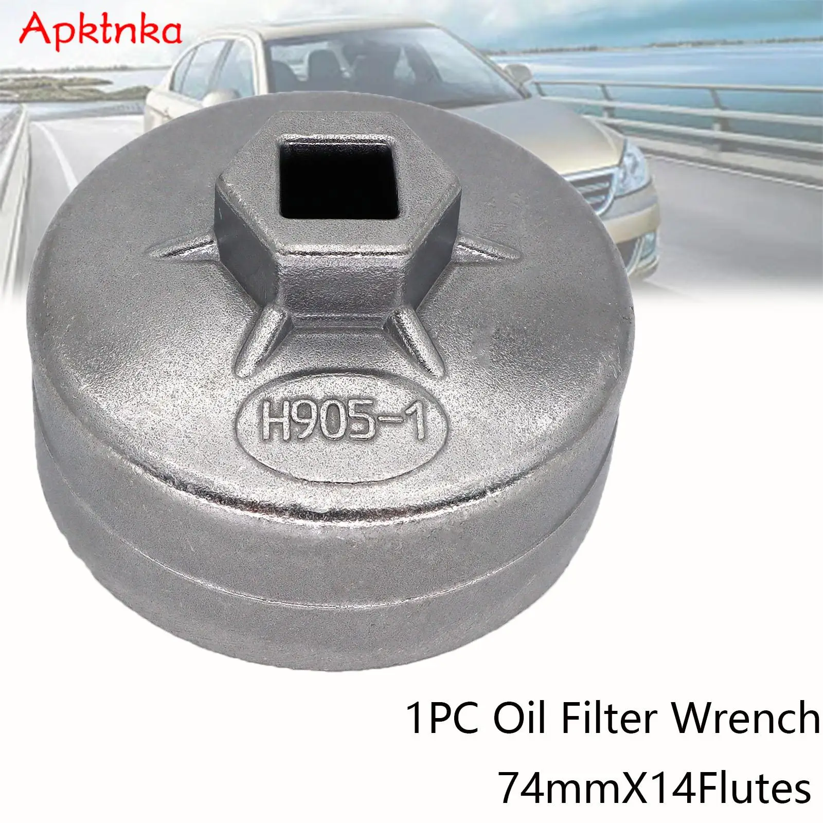 

1X Car Oil Filter Wrench Aluminum Alloy 74mm x 14 Flute Silver Removal Tool For Ford Mazda Mercedes VW Audi Dodge Car Hand Tools