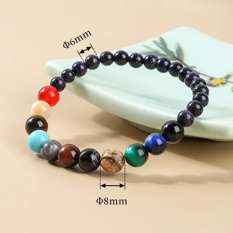 JD Natural Stone Eight Planets Bead Bracelets Men Women Universe