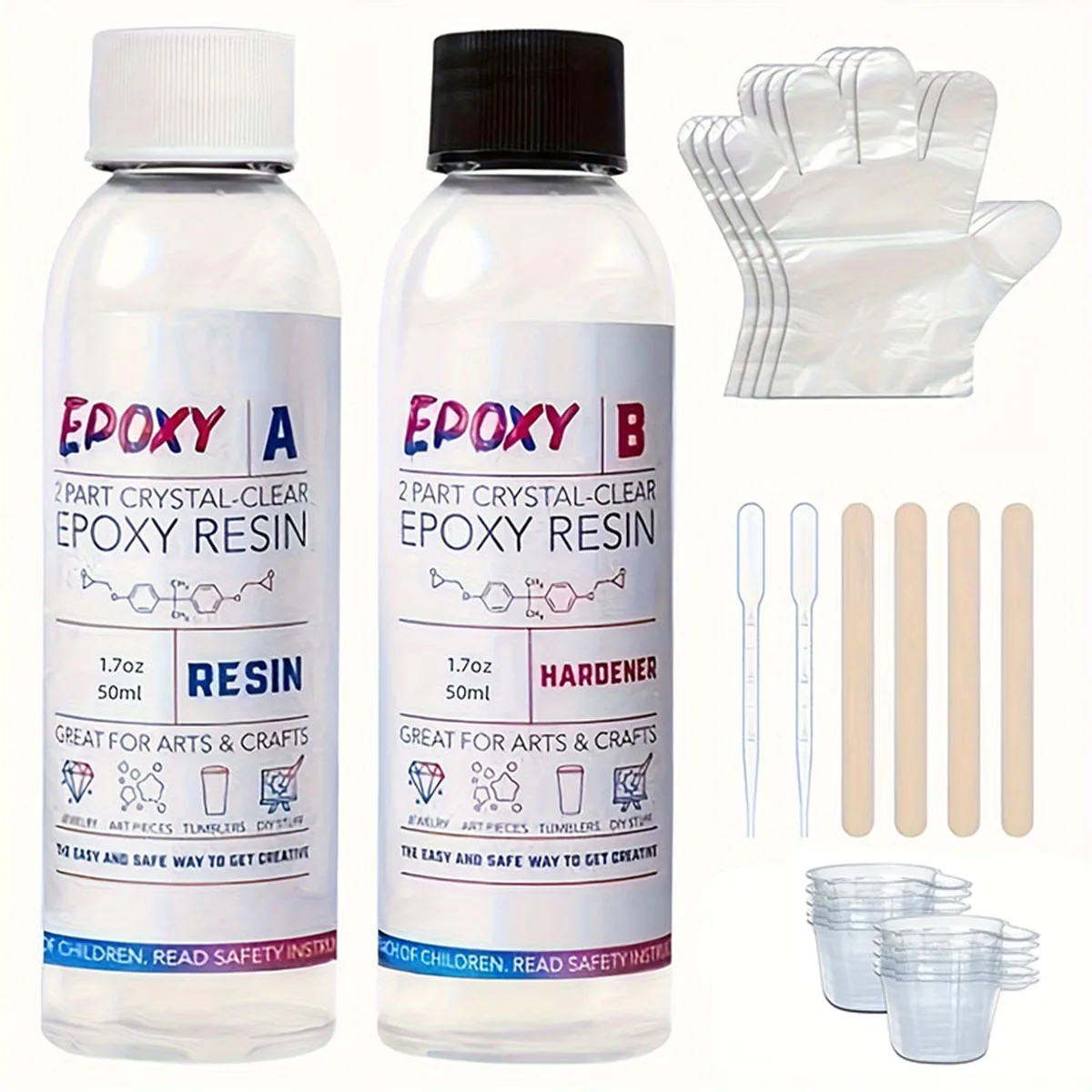 3.4oz/6.8oz/16oz Epoxy Resin Kit - Crystal clear liquid epoxy resin, suitable for jewelry making and DIY handicraft mold casting