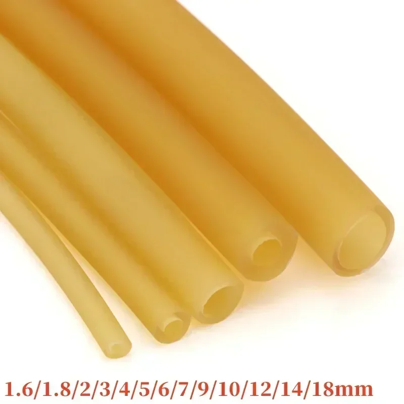 Rubber Hose Nature Latex ID 1.6 ~ 9mm Elastic Surgical Medical Tube Rubber Bands Yellow Slingshot Catapult 1/10/30M