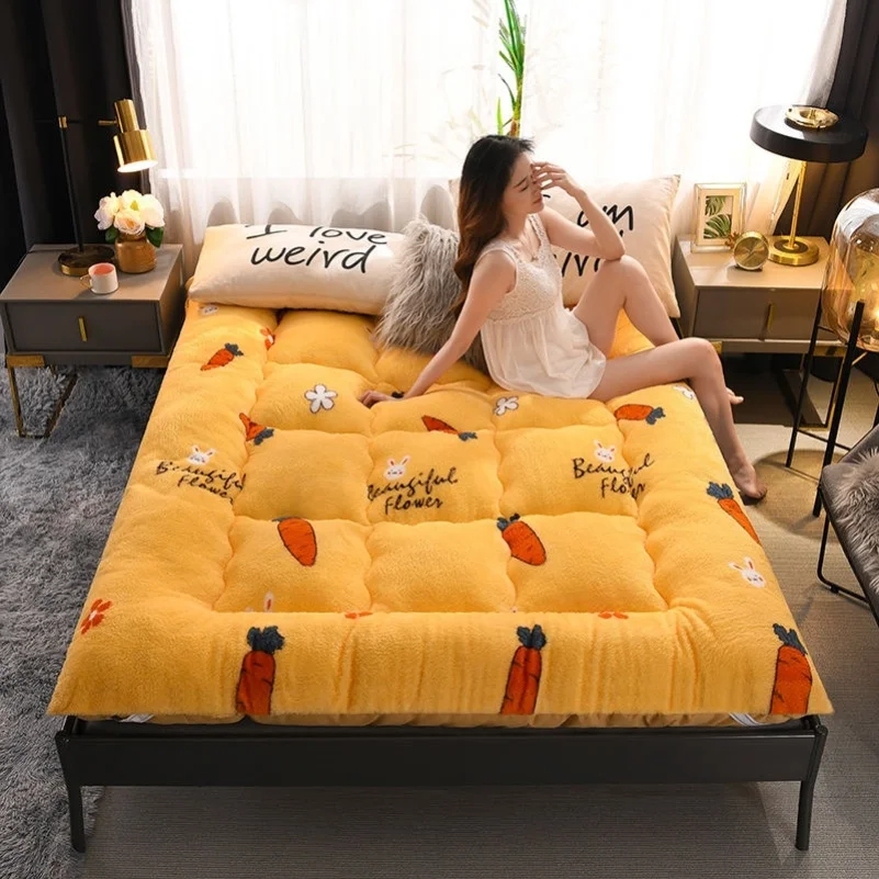 

Coral velvet tatami mattress thickened bed mats flannel mattress single double upholstered floor lamb velvet mattress