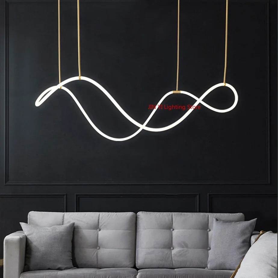 Nordic Led Long Hose Chandelier for Table Dining Room Kitchen Bar Minimalist Pendant Lamp Home Decor Lighting