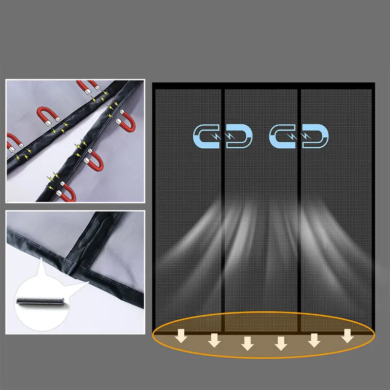 Magnétique Moustiquaire Porte, 170 X 250 Cm Rideaux Anti Mouches Pour Porte, Fermeture Automatique Aimant Pour Porte Ou Fenêtres, Blanc