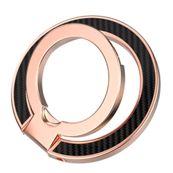 Magnetic Carbon Fiber Phone Ring Holder and Double - Sided Magnet Stand (Rosegolden)