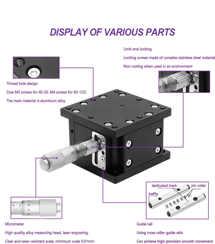 Z Axis 60mm LZ60 Mobile Optical Displacement Fine Tuning Platform Height Adjustable Lifts Stage Sliding Table Trimming Station