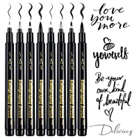 4 Pcs Black Hand Lettering Calligraphy Pen Set Drawing Writing Learning Fine Brush Markers Art Supplies Manga Pen 2