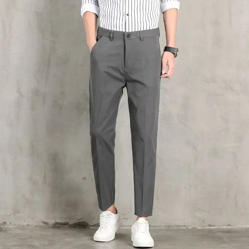 New Winter Autumn Mens Casual Ankle Length Pants Fashion Slim Warm Male Pants