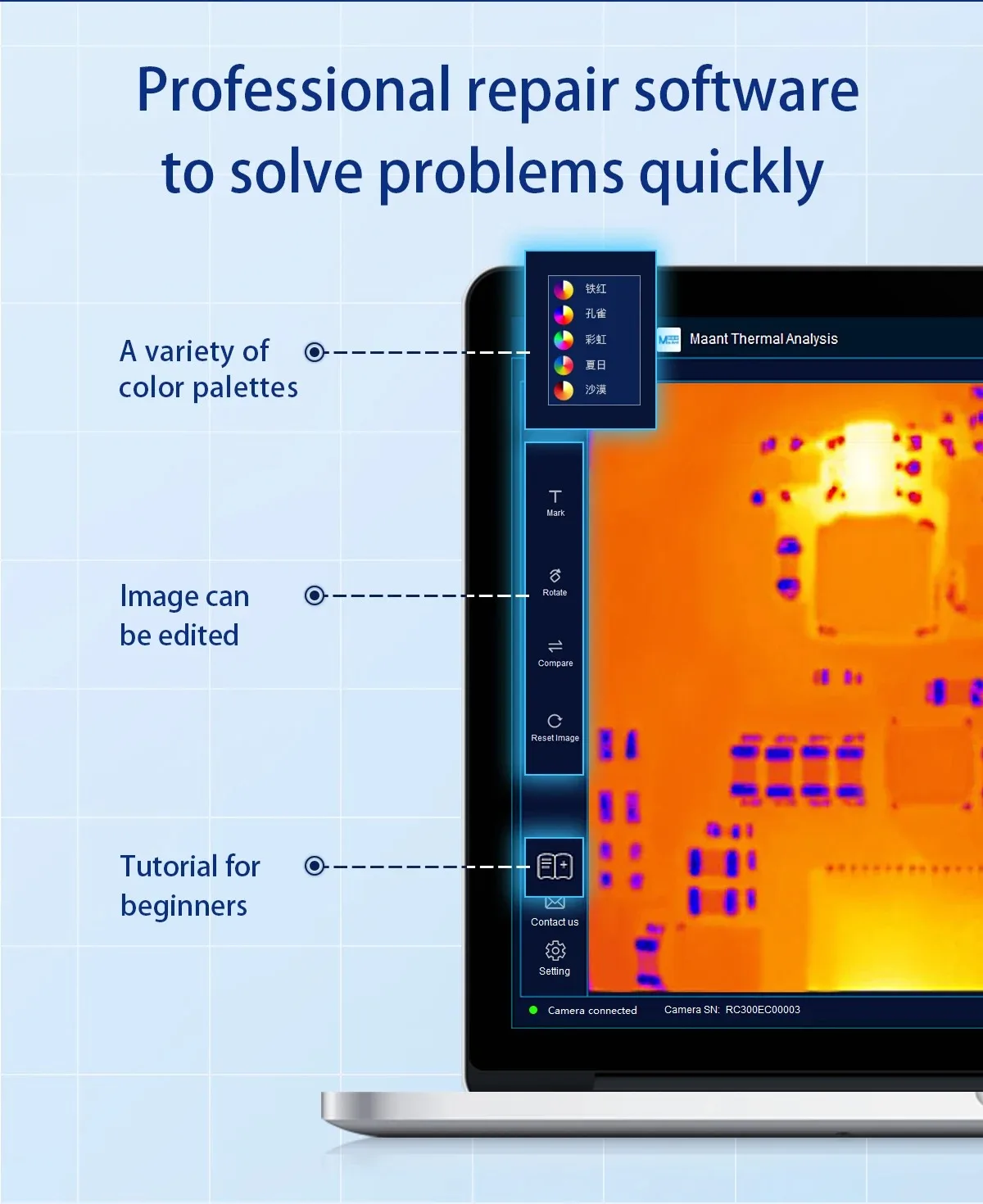Description Picture 6 of itemMaAnt RC-3 RC-4 Infrared Thermal Camera 256*192 Thermal Imaging Analyzer Macro Lenses for PCB Leakage Short-circuit Detection