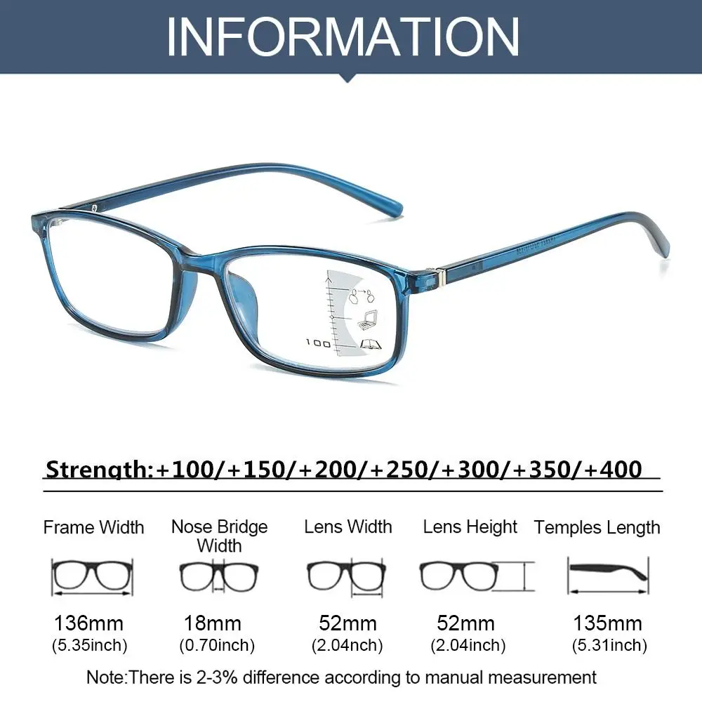 Progressive Multifocal Reading Glasses Anti-Blue Light Computer Glasses Eye Protection Ultra Light Eyeglasses For Men Women