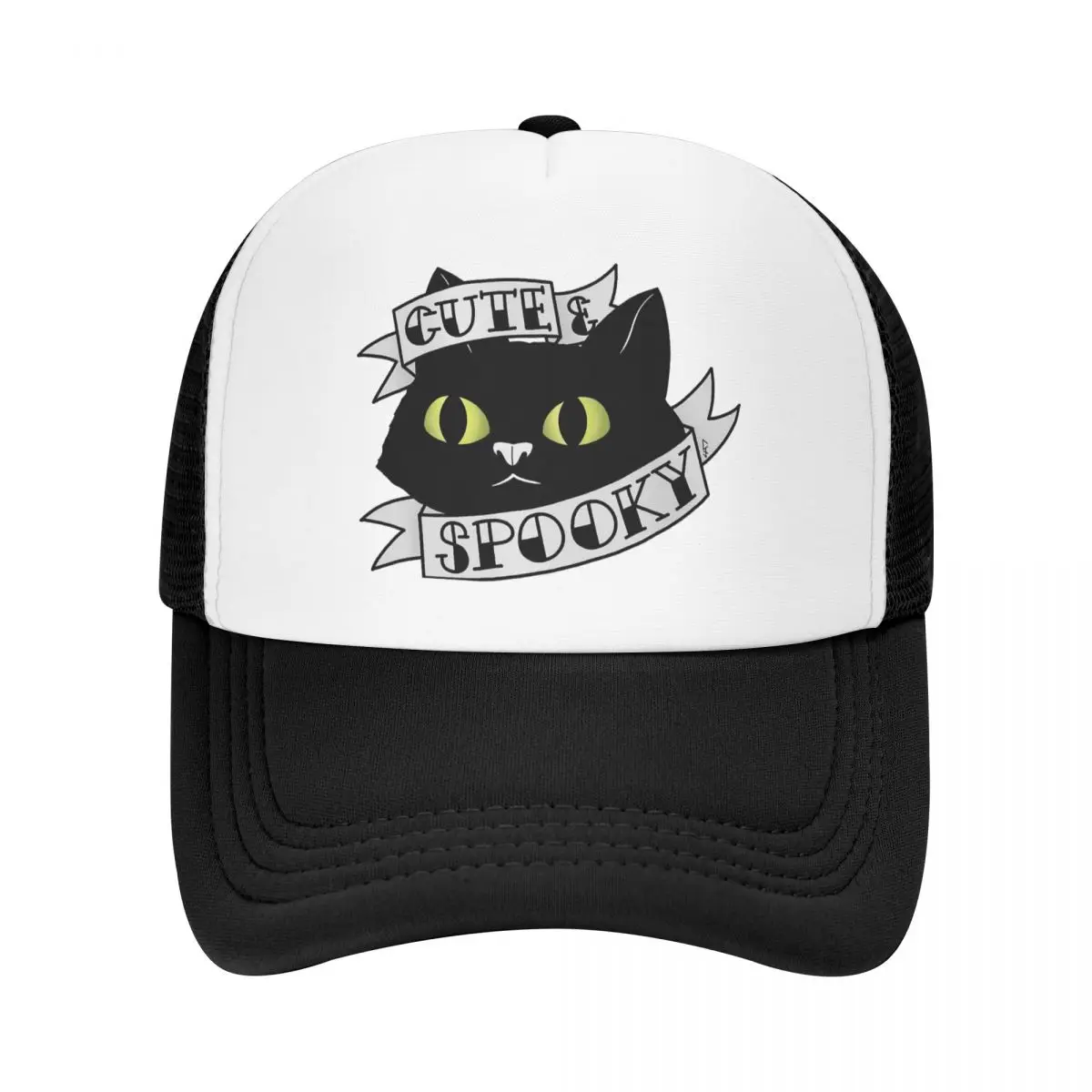 

Spooky Black Cat Trucker Cap Adult Sport Halloween Cute Hat Trucker Worker Cap Dad Hat Breathable Mesh Baseball Cap Snapback New