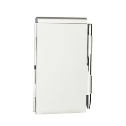 Compact Aluminum Notepad with Pen and Refillable Memo Pads - Pocket - Sized for Students and Professionals (Silver)