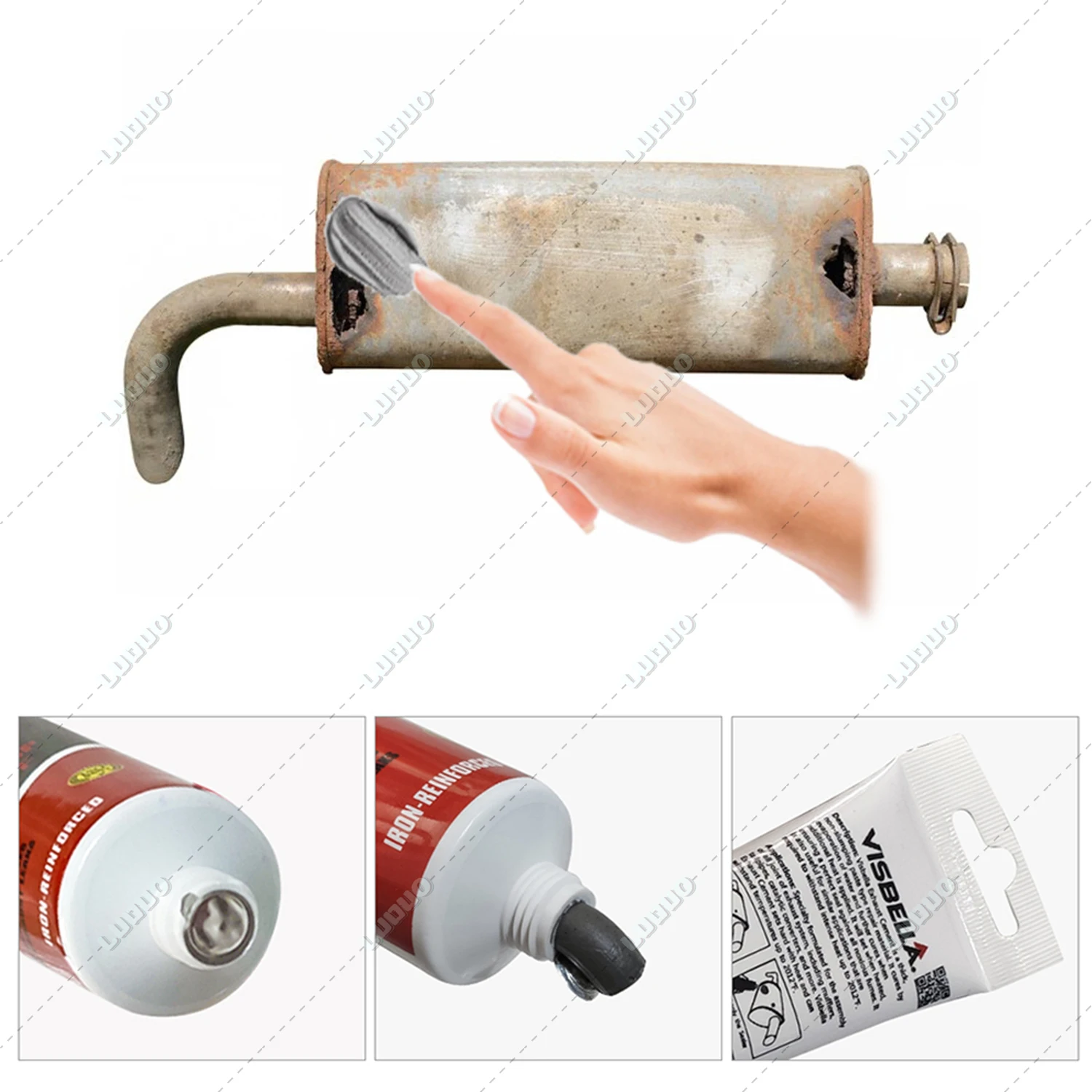 Car Exhaust Pipe Repair Glue Sealant High Temperature Pipe Repair Glue Sealant Leaks Plugging Air Repair Adhesive Filler 75g 3