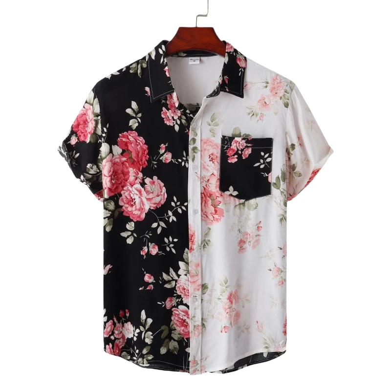 

Short Sleeve Shirts Man Shirt Luxury Men's Clothing Free Shipping Tiki Fashion Blouses Social T-shirts Hawaiian Cotton Oversize