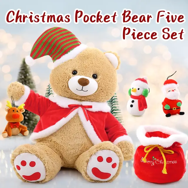 MaoGoLan Christmas Teddy Bear Stuffed Animal Santa Claus Snowman Elk Stuffed Soft Plush Toys, 24 3