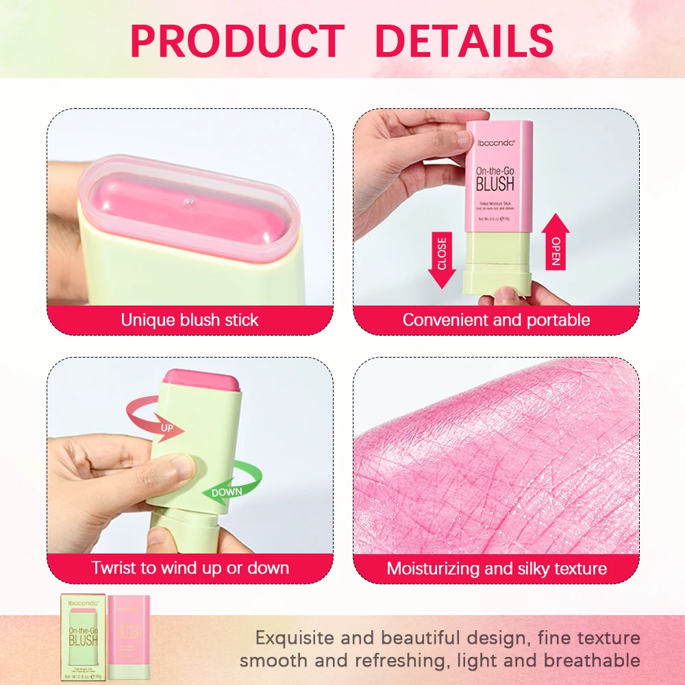 Tinted Mositure Blush Stick 3 in 1 Makeup Tubes for Lips Eyes Cheeks