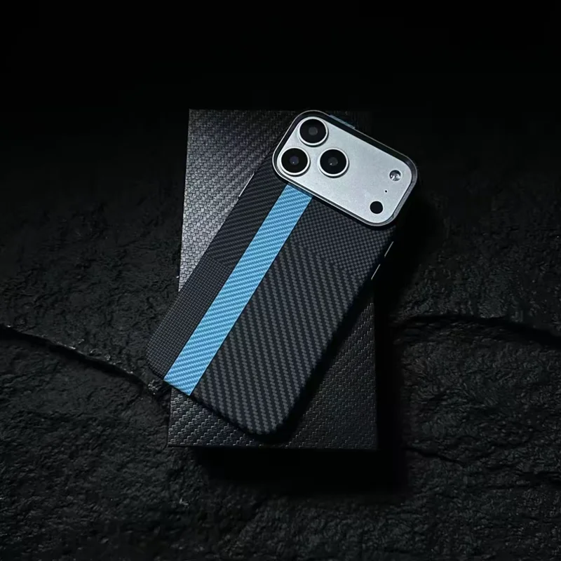 Carbon Fiber Texture Magnetic Armor Case - Ultrathin Alloy Lens, Wireless Charging Hard Cover