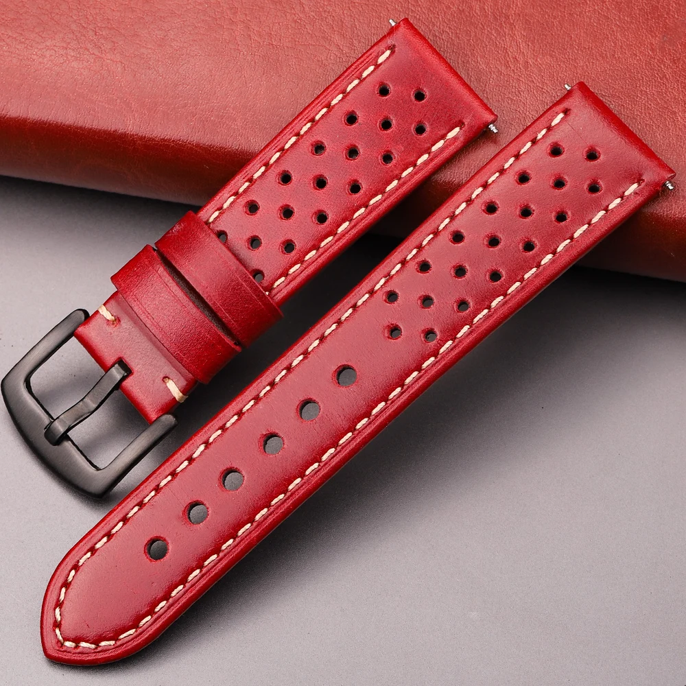 Premium Vintage Matte Genuine Leather Watch Strap – Breathable Cowhide Band