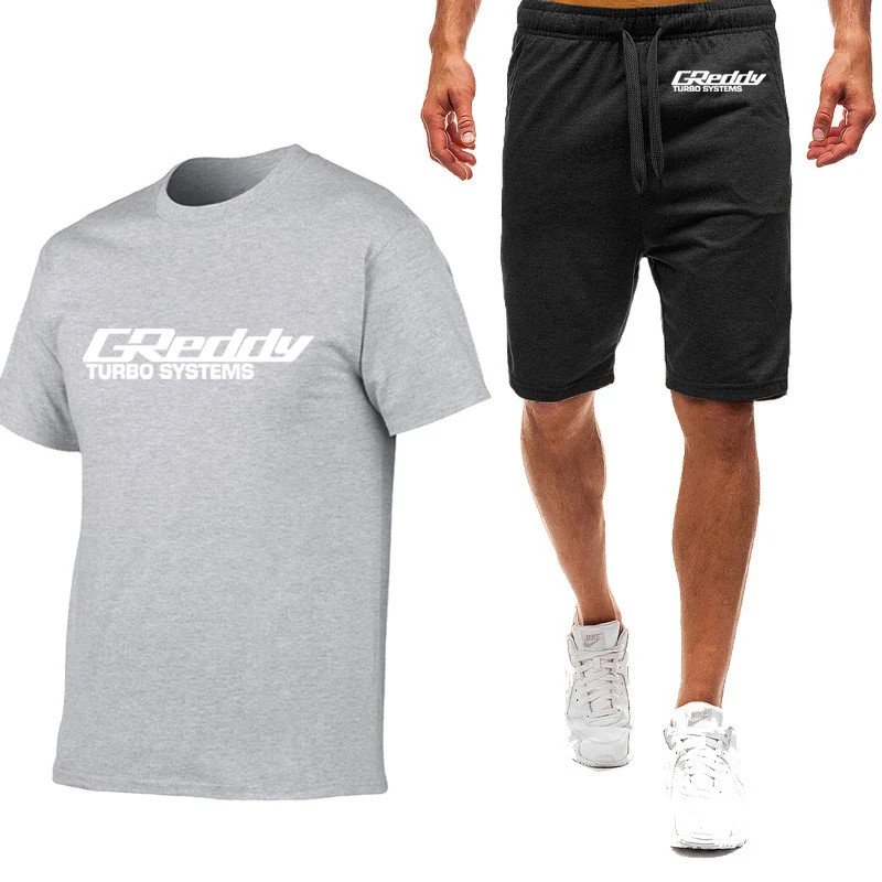 Summer Casual Crewneck T Shirt and Sweatpants Set for Men