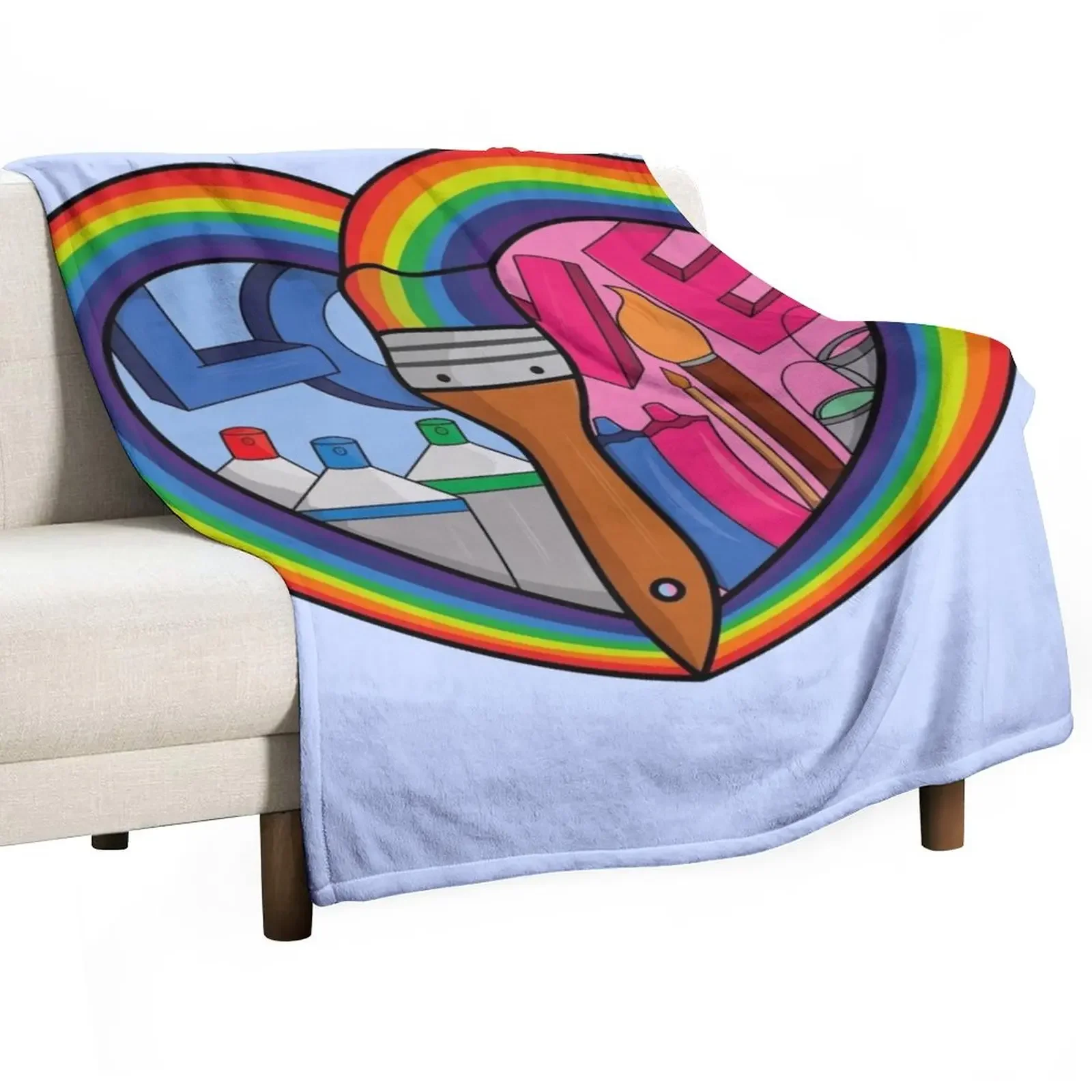 

Creative Rainbow Heart - Awesome Painting And Drawing lovers Throw Blanket Furry Summer Beddings Luxury Throw Travel Blankets
