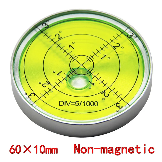 magnetic spirit levelmetal horizontal bubble high precision level bubble round levelmagnetic spirit 60*10mm Silver green