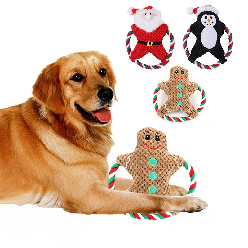 

1PC Christmas Dog Chew Squeaky Toy Bite Resistant Toy for Puppy Xmas Chewing Plush Teeth Cleaning Toy Christmas Pet Toys Decor