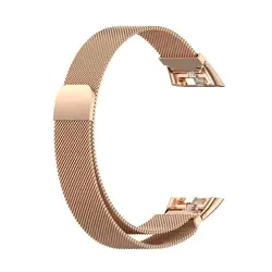 Steel Milanese Magnetic Loop Strap - Metal Wristband Replacement Bracelet for huawei band 6 (Rose gold)