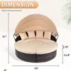 Patio Furniture Outdoor Round Daybed with Retractable Canopy Wicker Rattan Separated Seating Sectional Sofa for Patio Lawn 6