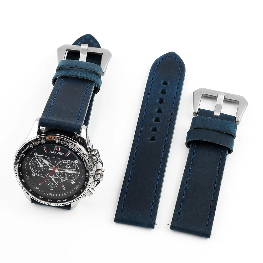 Vintage Handmade Blue Watch Strap - 22mm Quick Release Bracelet Accessory
