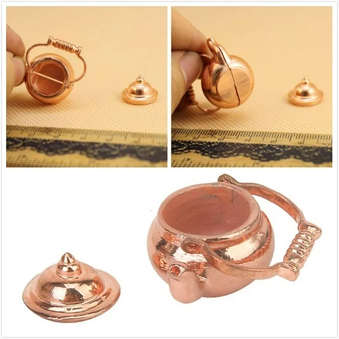 Retro Kettle Open Lid Dollhouse Miniature Re-ment 1:12 Scale Fairy Mini Doll Home Decor Accessories