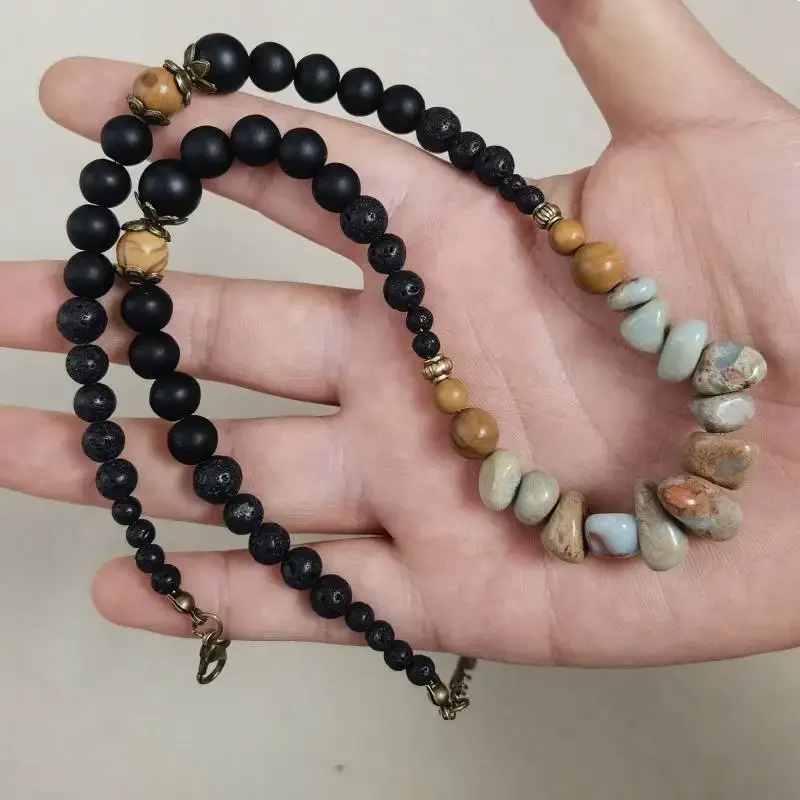 قلادة فيروزية للرجال / قلادة بوهيمية / قلادة أحجار...