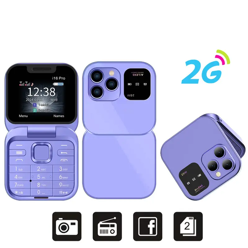 SERVO Mini Flip Mobile Phone 4G/2G Cellular 1.77" Diaplay Speed Dial Flashlight Recorder FM Radio Dual SIM Foldable Cellphones - Image 13
