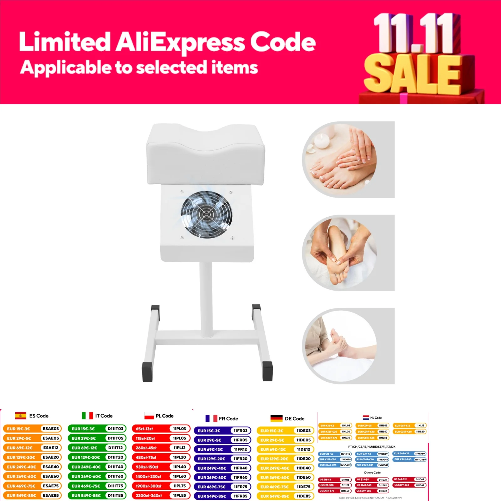 Tabouret de pédicure professionnel, chaise de Salon de beauté, tabouret élévateur, repose-pieds, banc de manucure réglable avec ventilateur de nettoyage