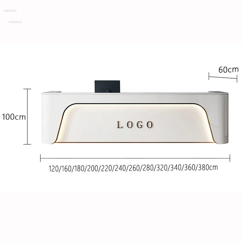 Simple Modern Beauty Salon Reception Desks Club Commercial Bar Cashier Counter Company Hotel Front Desk Curved Reception Desk