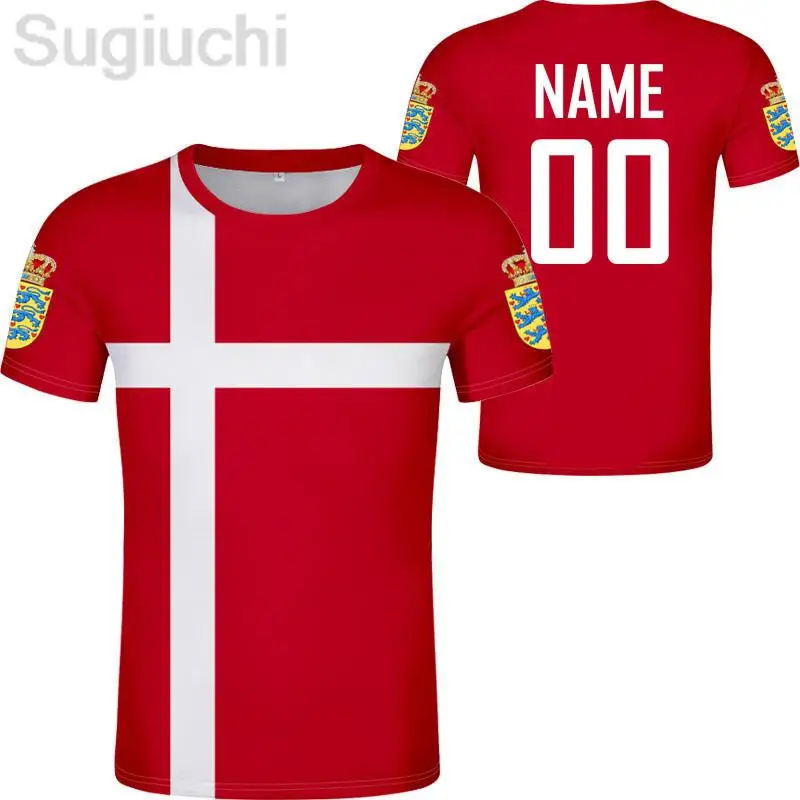 Personalizzato Qualsiasi Nome Numero Danmark Shirt Nation Flag Danish Kingdom Country Dk Soccer T-Shirt Per Uomo Donna Regali