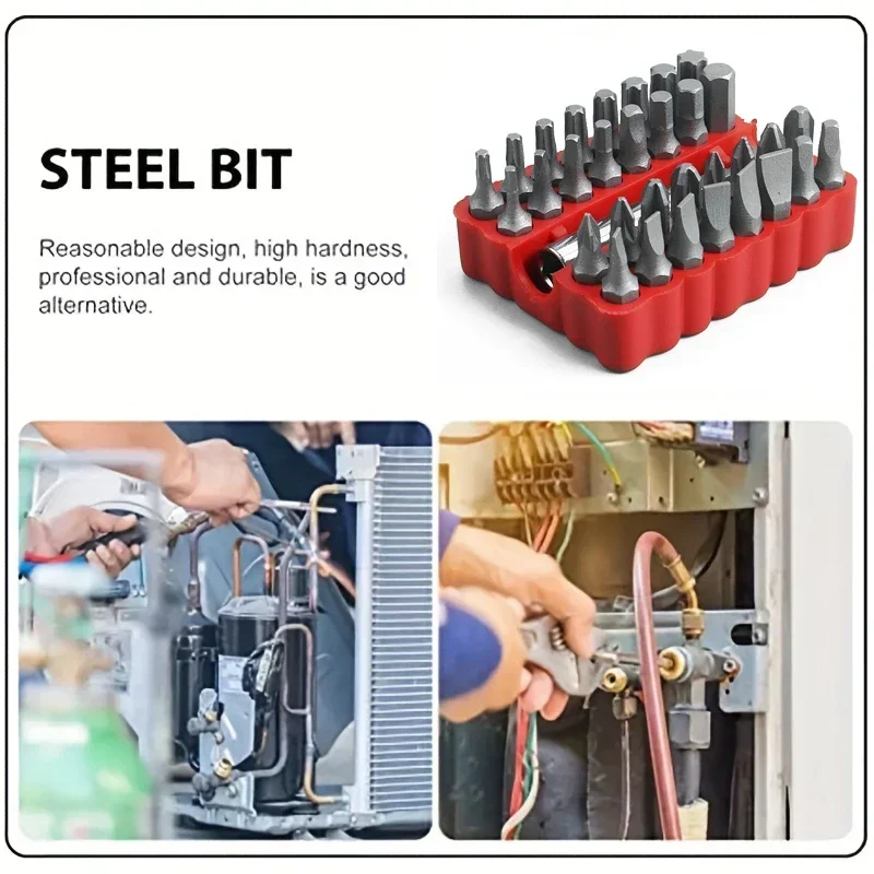 33pcs/Lot Magnetic Security Screwdriver Bit Set 1/4" 6.35mm Torq Torx Hexagonal Star Spanner Electric Holder Bits for Screwing