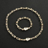 New Monaco necklace 14K gold-plated paper clip chain Cuban chain suitable for men and  women rectangular chain support wholesale 1