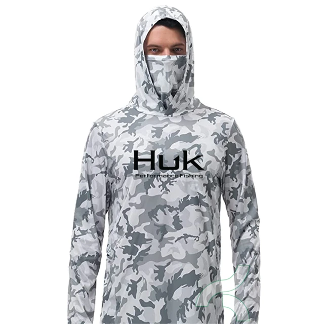 HUK Fishing Shirts UPF 50+ Face Cover Fishing Clothes Sun Uv Protection  Camouflage Hoodie Men's Face Mask Jersey Camisa De Pesca - AliExpress